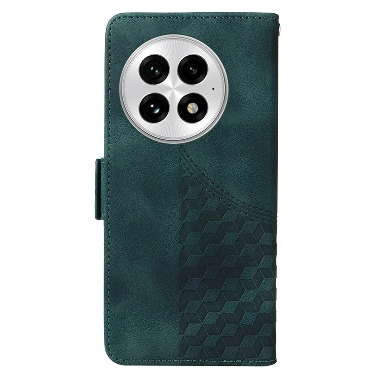 Custodia per OnePlus 13 in pelle PU con motivo a rombi stellati - Verde