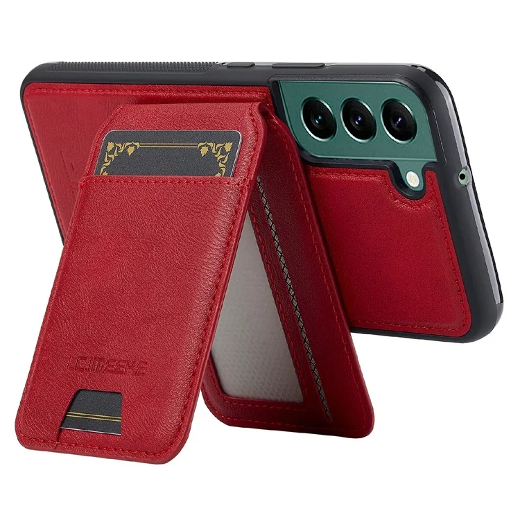 Чехол с магнитным креплением LC.IMEEKE L3 для Samsung Galaxy S22+ 5G с отсеком для карт, кожаный TPU-чехол - Красный