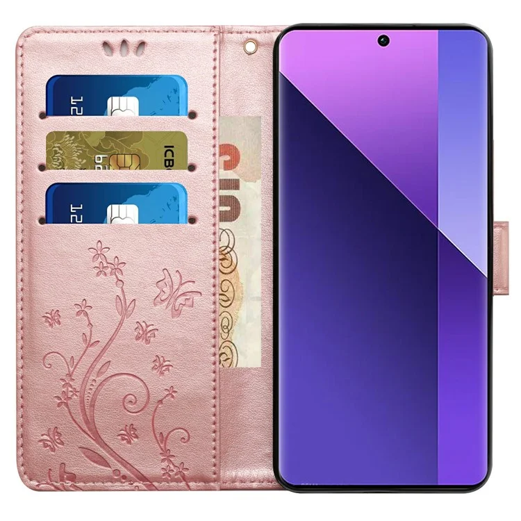 Для Sharp Aquos Sense 9 чехол из искусственной кожи с бумажником и ремешком - розовое золото