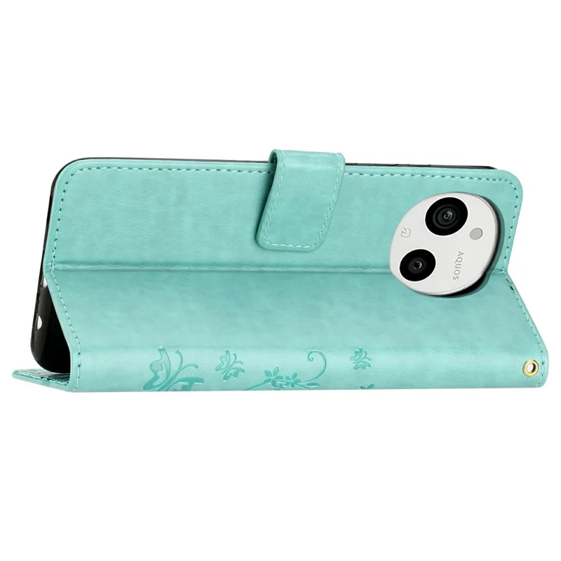For Sharp Aquos Sense 9 Case PU Leather Phone Wallet Cover with Strap - Baby Blue