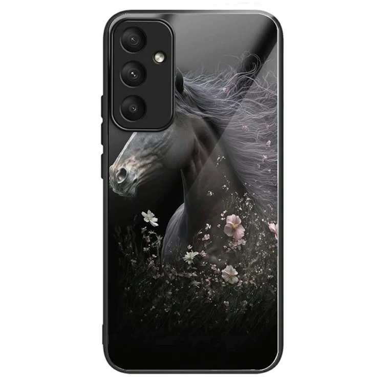 Чехол для Samsung Galaxy S25 с закаленным стеклом, ТПУ, устойчивый к падению, с узором - Лошадь и цветок