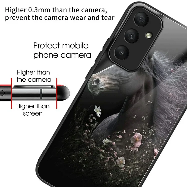 Чехол для Samsung Galaxy S25 с закаленным стеклом, ТПУ, устойчивый к падению, с узором - Лошадь и цветок