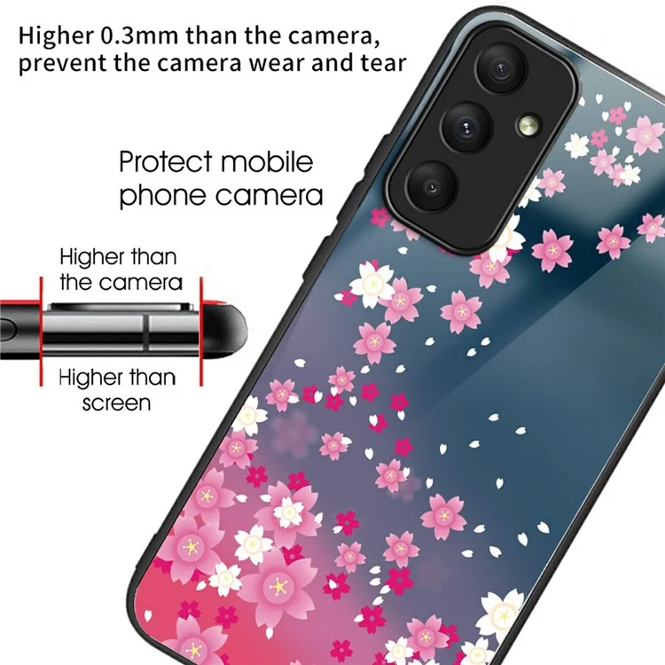 Чехол для Samsung Galaxy S25 с узорами, закалённое стекло, ТПУ, защита от падения - Розовые цветы