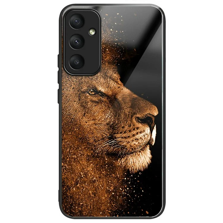 Custodia per Samsung Galaxy S25+ in vetro temperato TPU a prova di caduta con stampa a motivi - Leone con profilo