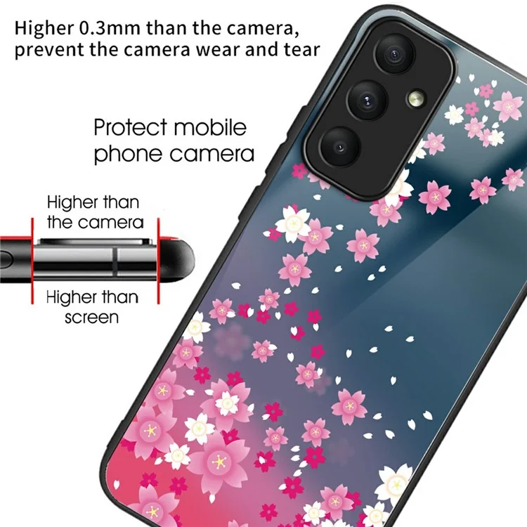 Étui pour Samsung Galaxy A26 5G avec impression de motif, en verre trempé et TPU, résistant aux chutes - Fleurs roses