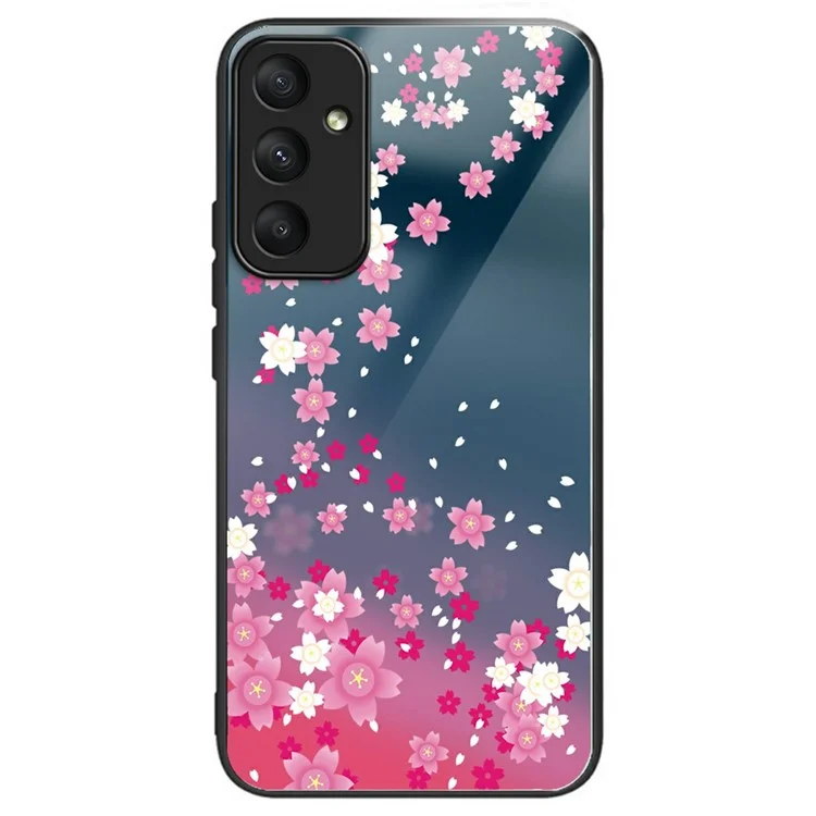 Для Samsung Galaxy A36 5G Чехол с узором из закаленного стекла TPU с защитой от падения - Розовые цветы