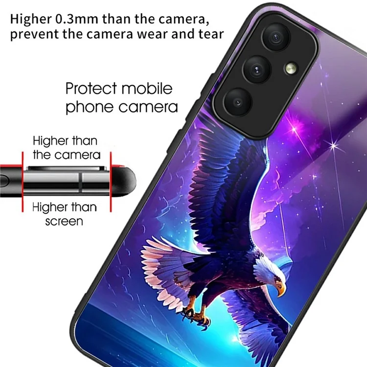 For Samsung Galaxy A36 5G Case Pattern Printing Tempered Glass TPU Drop-Proof Phone Cover - Sea Eagle