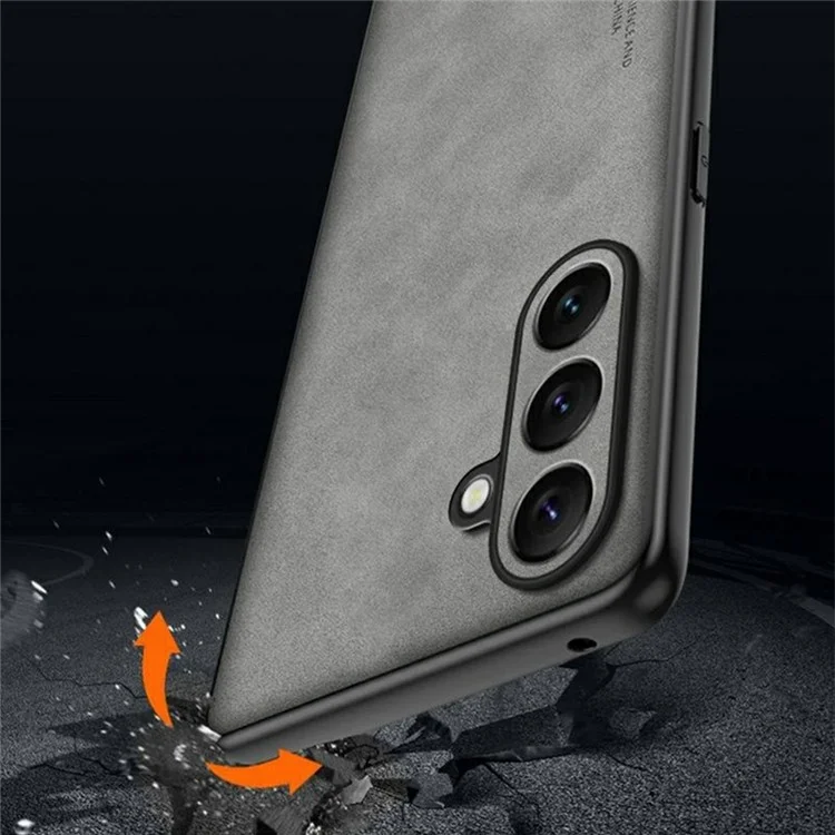 Coque pour Samsung Galaxy A36 5G, texture en suède, TPU + PU, housse arrière de téléphone - Gris