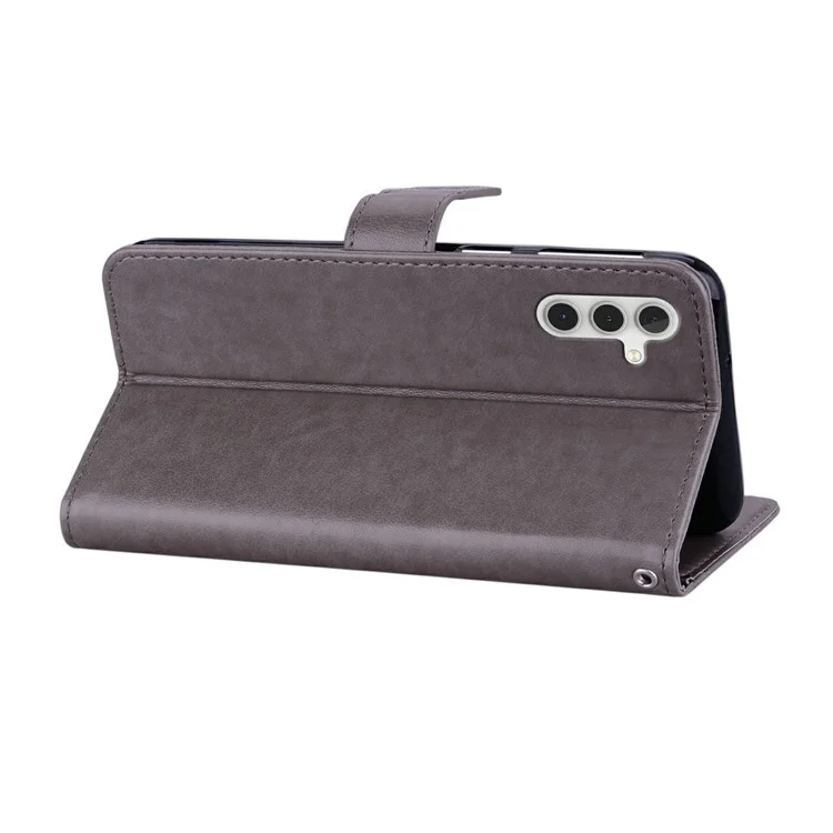 Custodia per Samsung Galaxy S25+ Owl Flower Imprinted Leather Cover Wallet con cinturino - Grigio