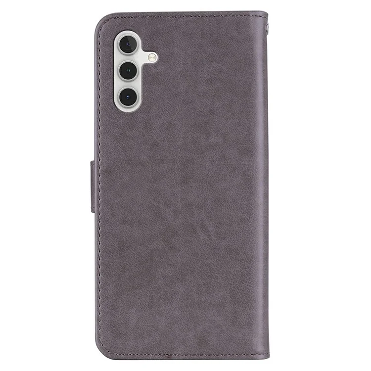 Custodia per Samsung Galaxy S25+ Owl Flower Imprinted Leather Cover Wallet con cinturino - Grigio
