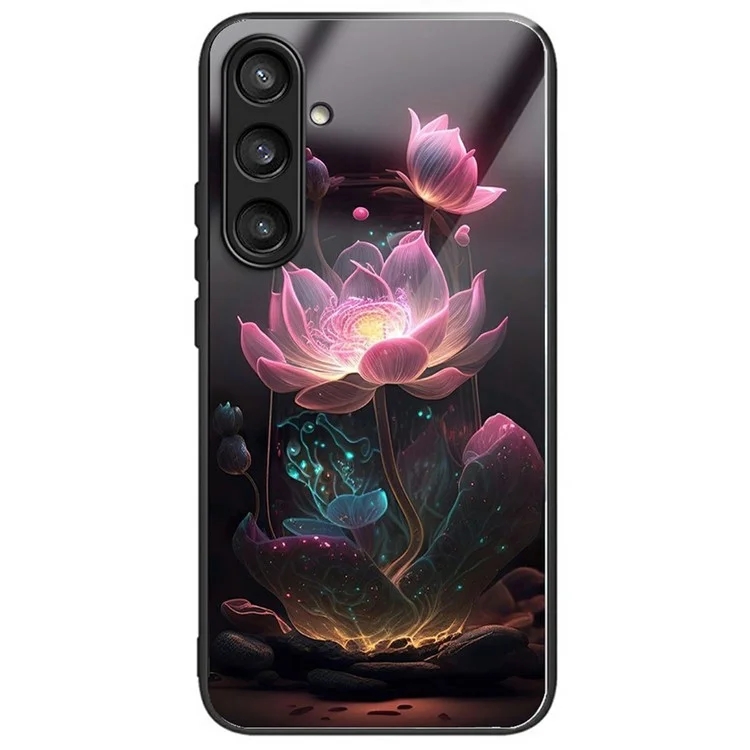 Für Samsung Galaxy A26 5G Hülle Gehärtetes Glas Rückseite mit Muster Druck - Lotus