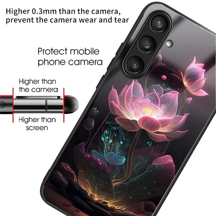 Für Samsung Galaxy A26 5G Hülle Gehärtetes Glas Rückseite mit Muster Druck - Lotus