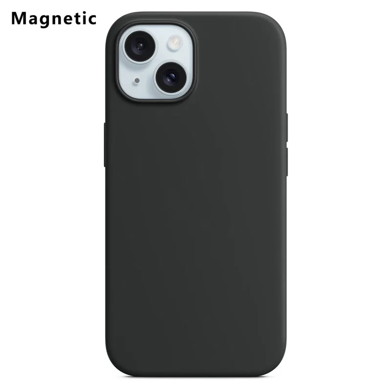 Obudowa tylna z ciekłego silikonu do iPhone'a 15 Plus, kompatybilna z MagSafe (bez logotypu) - Czarna