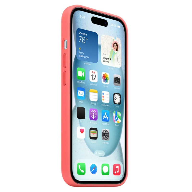 For iPhone 15 Compatible with MagSafe Liquid Silicone Phone Back Cover (No Logo) - Deep Pink