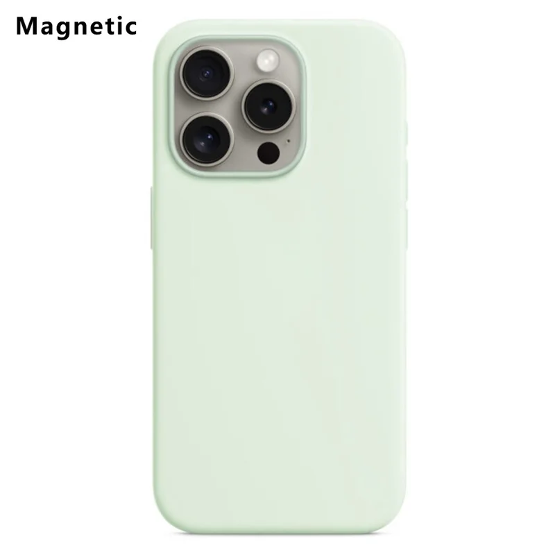 For iPhone 15 Pro Max Compatible with MagSafe Liquid Silicone Phone Back Cover (No Logo) - Mint Green