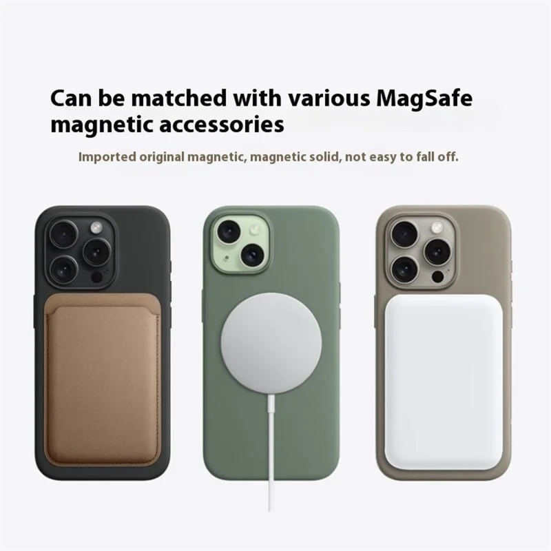 For iPhone 15 Pro Max Compatible with MagSafe Liquid Silicone Phone Back Cover (No Logo) - Mint Green
