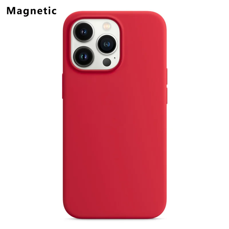 Для iPhone 13 Pro совместимый с MagSafe жидкий силиконовый чехол для телефона (без логотипа) - Красный