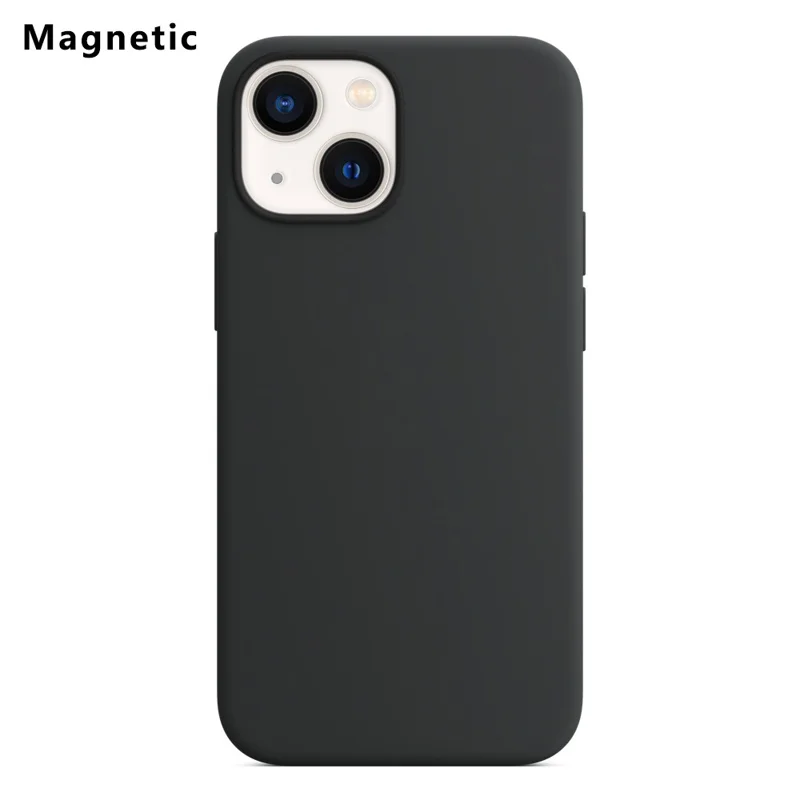 For iPhone 13 Compatible with MagSafe Liquid Silicone Phone Back Cover (No Logo) - Black