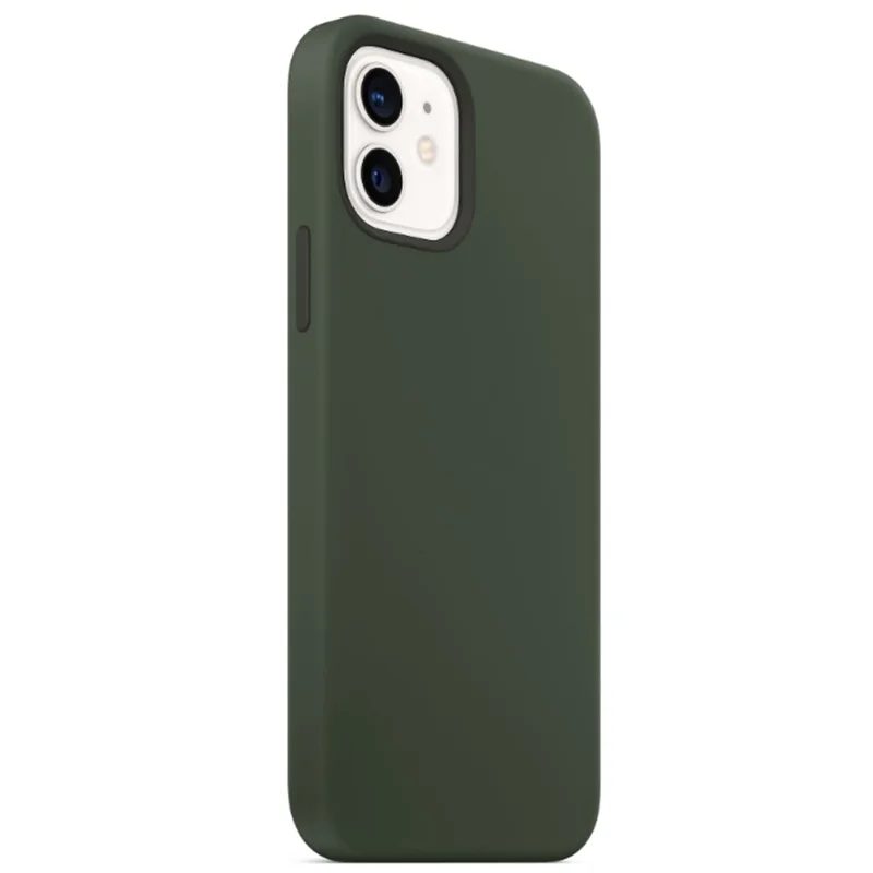 Per iPhone 12 / 12 Pro compatibile con cover posteriore per telefono in silicone liquido MagSafe (senza logo) - Verde scuro