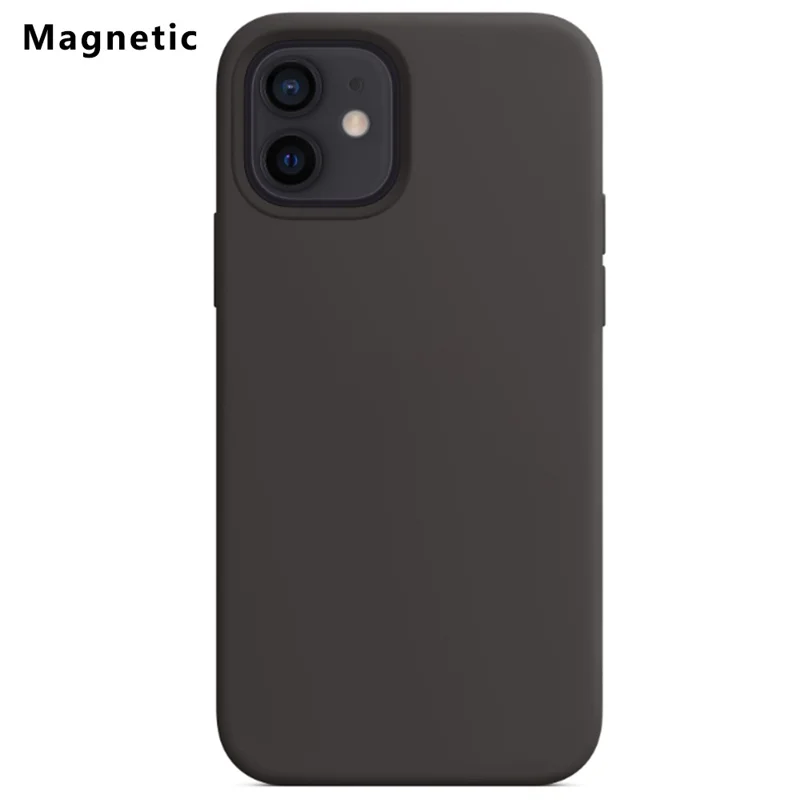 For iPhone 12 / 12 Pro Compatible with MagSafe Liquid Silicone Phone Back Cover (No Logo) - Black