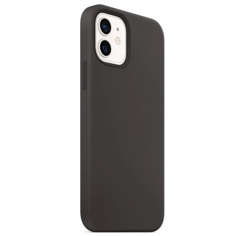 For iPhone 12 / 12 Pro Compatible with MagSafe Liquid Silicone Phone Back Cover (No Logo) - Black