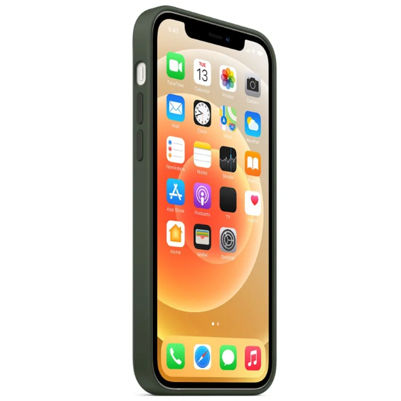 Funda de silicona líquida compatible con iPhone 12 mini y MagSafe (sin logotipo) - Verde oscuro