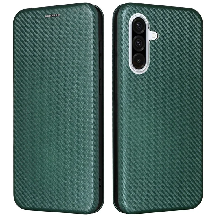 Funda para Samsung Galaxy A26 5G de fibra de carbono con textura a prueba de golpes y de piel sintética - Verde