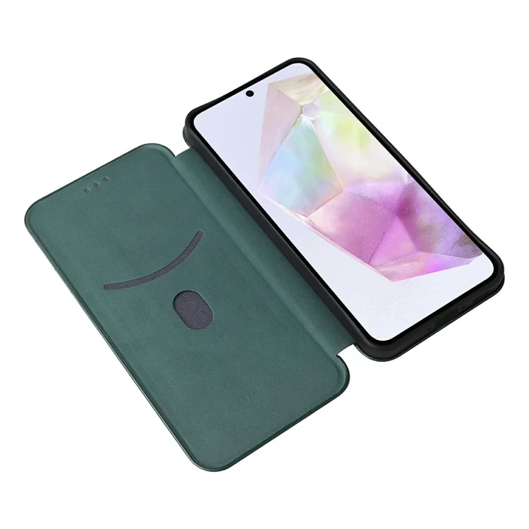 Funda para Samsung Galaxy A26 5G de fibra de carbono con textura a prueba de golpes y de piel sintética - Verde