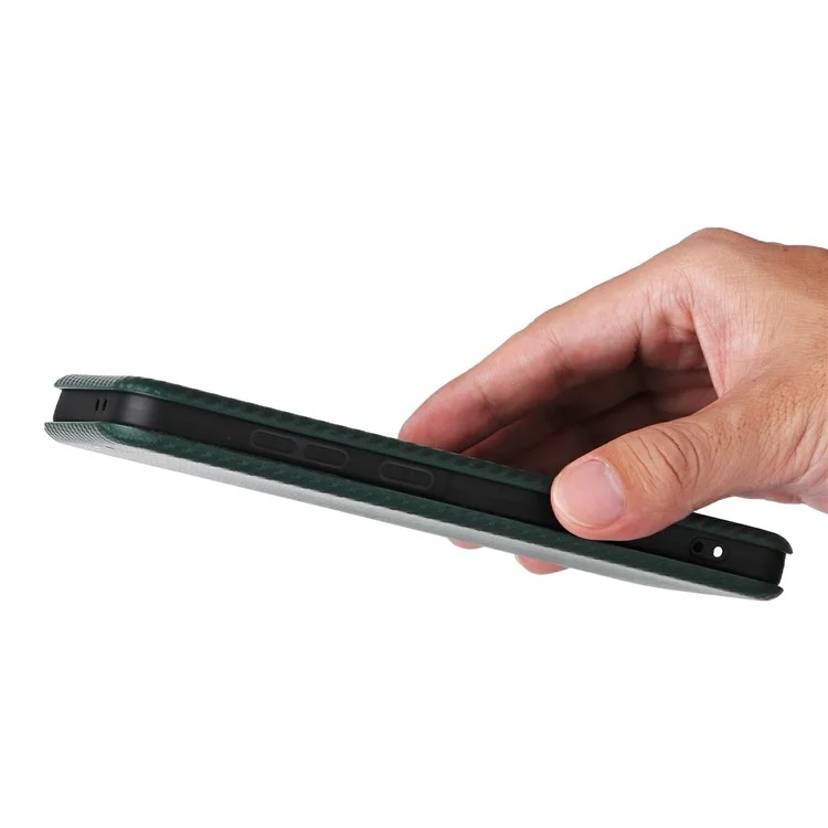 Funda para Samsung Galaxy A26 5G de fibra de carbono con textura a prueba de golpes y de piel sintética - Verde