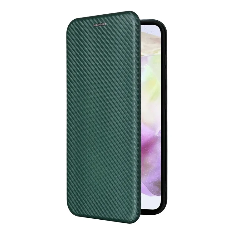 Funda para Samsung Galaxy A26 5G de fibra de carbono con textura a prueba de golpes y de piel sintética - Verde