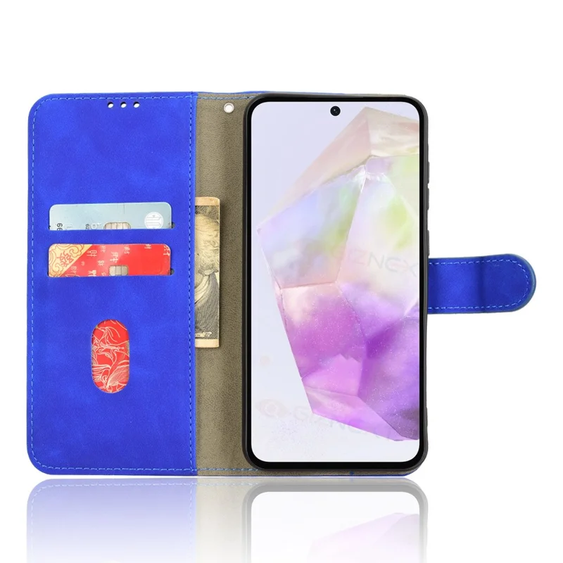 For Samsung Galaxy A56 5G Leather Case Skin-Feel Anti-Drop Wallet Flip Phone Cover - Blue