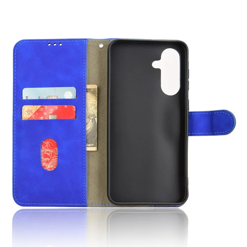 For Samsung Galaxy A56 5G Leather Case Skin-Feel Anti-Drop Wallet Flip Phone Cover - Blue