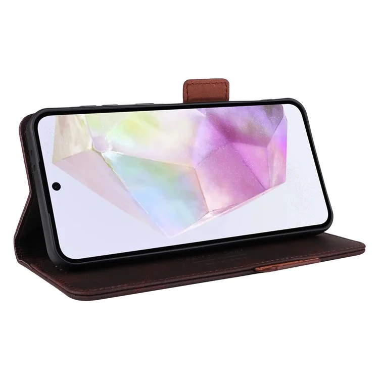 Чехол-книжка для Samsung Galaxy A26 5G кожаный с декоративной фурнитурой - Кофейный