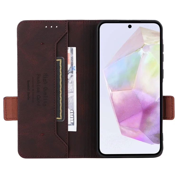 Für Samsung Galaxy A56 5G Ledertasche Flip Handyhülle mit Hardware-Dekor - Kaffee