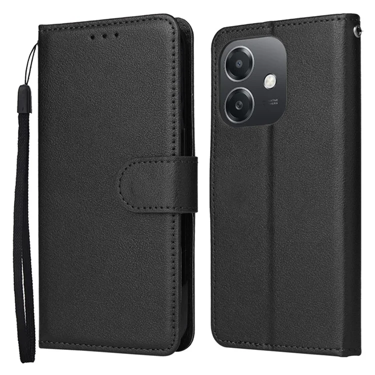 Geldbörse Handyhülle für Oppo A3 4G / 5G / A3x 4G / 5G (Indien) / A60 5G / A40 4G PU-Leder-Cover - Schwarz