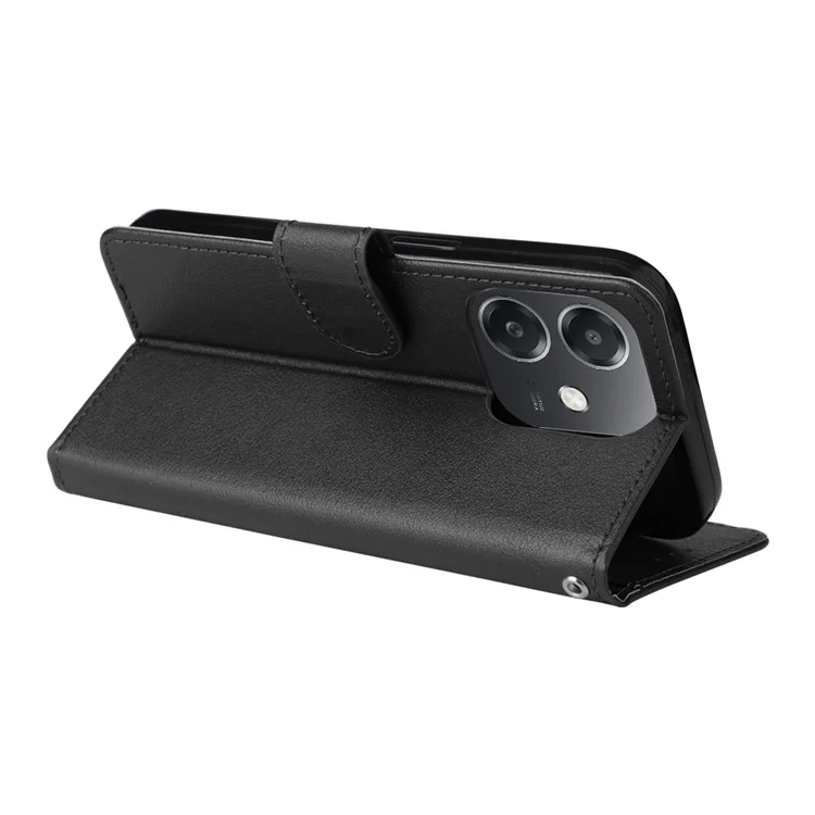 Geldbörse Handyhülle für Oppo A3 4G / 5G / A3x 4G / 5G (Indien) / A60 5G / A40 4G PU-Leder-Cover - Schwarz