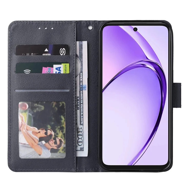 Custodia portafoglio per Oppo A3 4G / 5G / A3x 4G / 5G (India) / A60 5G / A40 4G in pelle PU - Blu