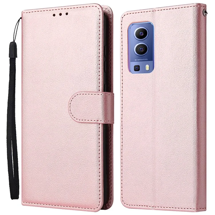 Brieftasche Handyhülle für vivo Y75s 5G / T1x 5G / Y72 5G / iQOO Z3 / Y53s 4G / Y53s / Y52 5G PU Lederabdeckung - Roségold