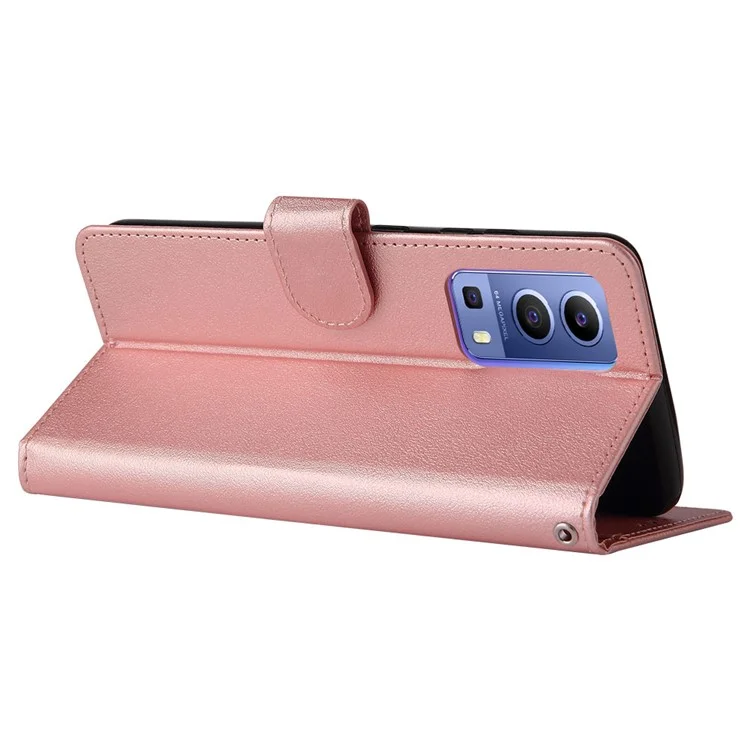 Brieftasche Handyhülle für vivo Y75s 5G / T1x 5G / Y72 5G / iQOO Z3 / Y53s 4G / Y53s / Y52 5G PU Lederabdeckung - Roségold