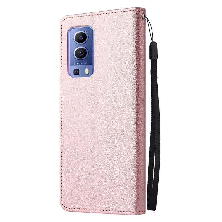 Brieftasche Handyhülle für vivo Y75s 5G / T1x 5G / Y72 5G / iQOO Z3 / Y53s 4G / Y53s / Y52 5G PU Lederabdeckung - Roségold