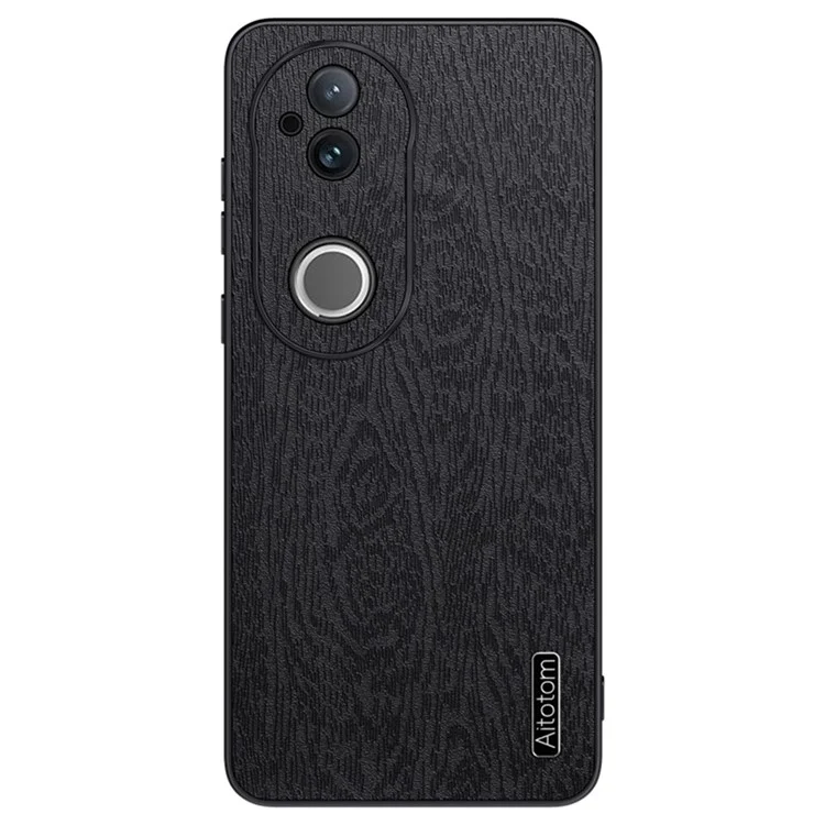 Funda para vivo S20 5G con textura de madera, recubierta de piel sintética PU y PC/TPU - Negro