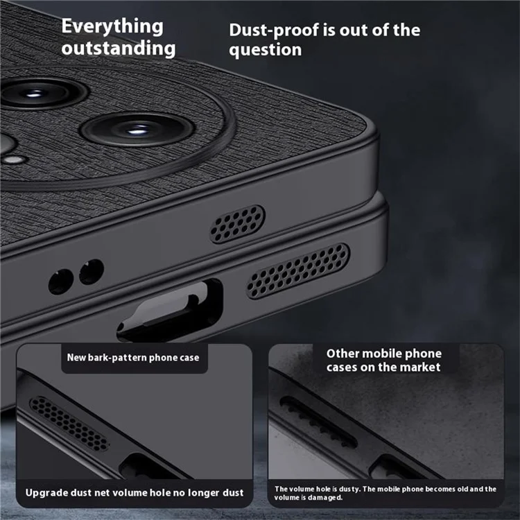 Capa para Xiaomi Redmi K80 Pro 5G com textura de madeira, revestimento de couro PU e PC TPU - Preta