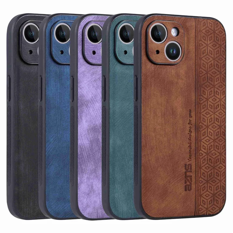 AZNS Per Iphone 13 6,1 Pollici Dust Apro Prova Cellulare Custodia Primatura PU Coperchi - Marrone