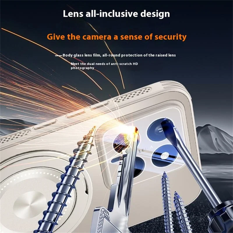 For Xiaomi 14 Magnetic Case Kickstand TPU PC Heat Dissipation Phone Cover - Black