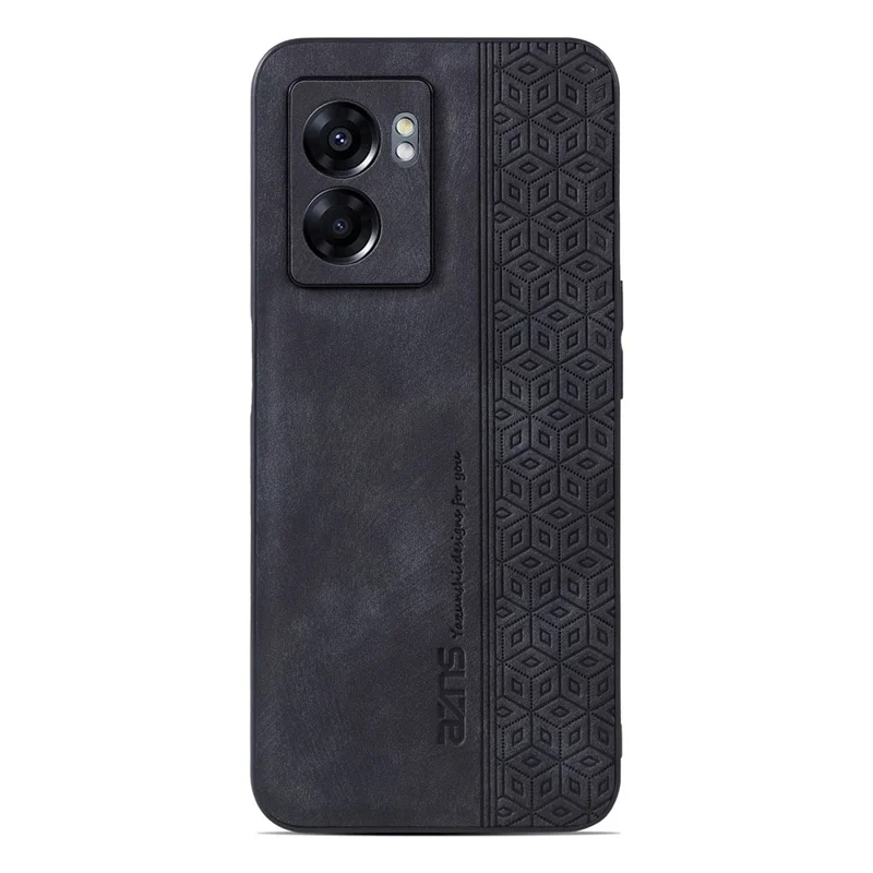 AZNS For Oppo A57 (2022) 5G / A77 5G / Realme Q5i / V23 4G Imprinted Pattern Phone Case PU Leather Coated TPU Shockproof Shell - Black