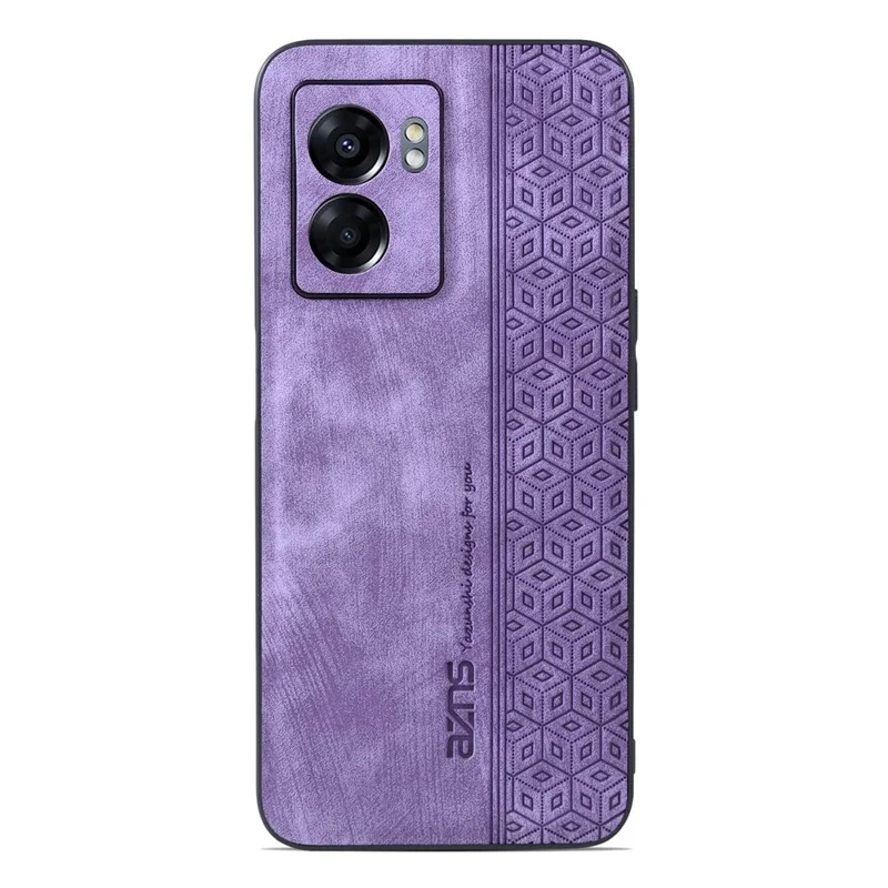 AZNS For Oppo A57 (2022) 5G / A77 5G / Realme Q5i / V23 4G Imprinted Pattern Phone Case PU Leather Coated TPU Shockproof Shell - Purple