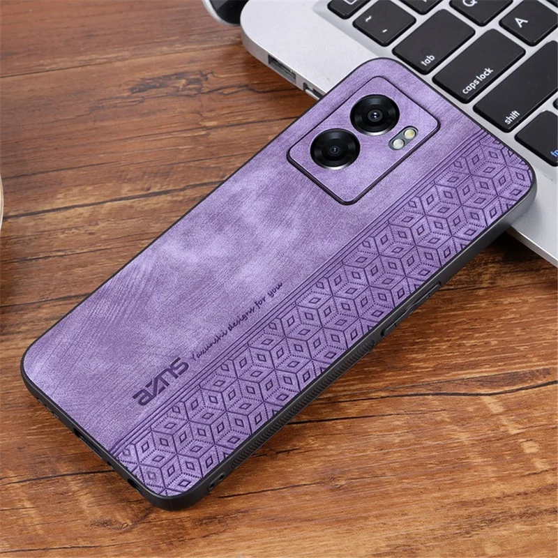 AZNS For Oppo A57 (2022) 5G / A77 5G / Realme Q5i / V23 4G Imprinted Pattern Phone Case PU Leather Coated TPU Shockproof Shell - Purple