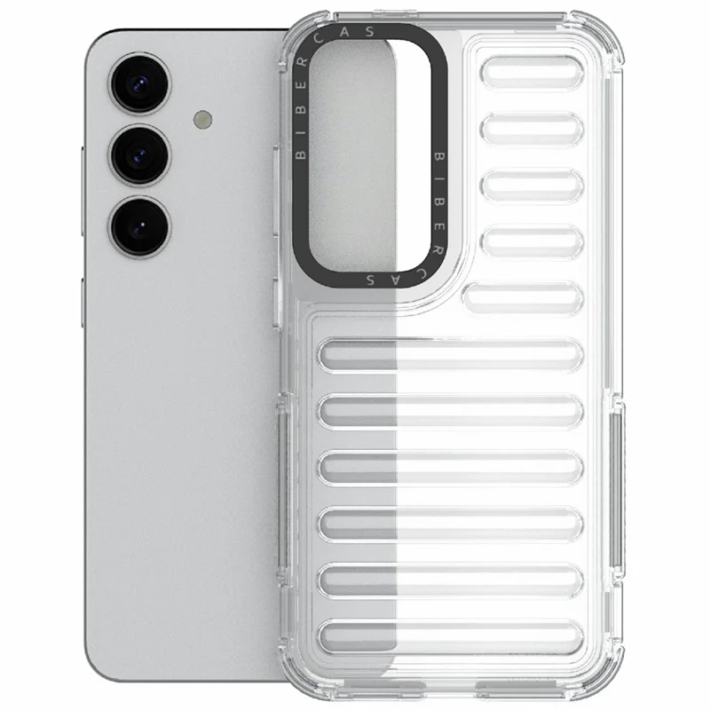 Coque pour Samsung Galaxy S25 avec design à rayures, anti-dérapante et détachable en TPU+PC - Transparente