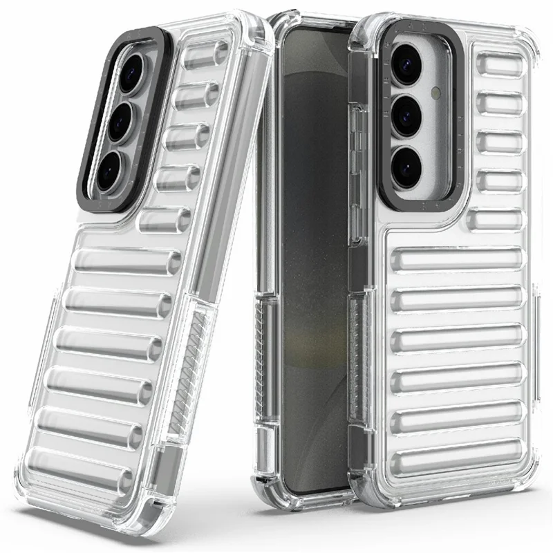 Coque pour Samsung Galaxy S25 avec design à rayures, anti-dérapante et détachable en TPU+PC - Transparente