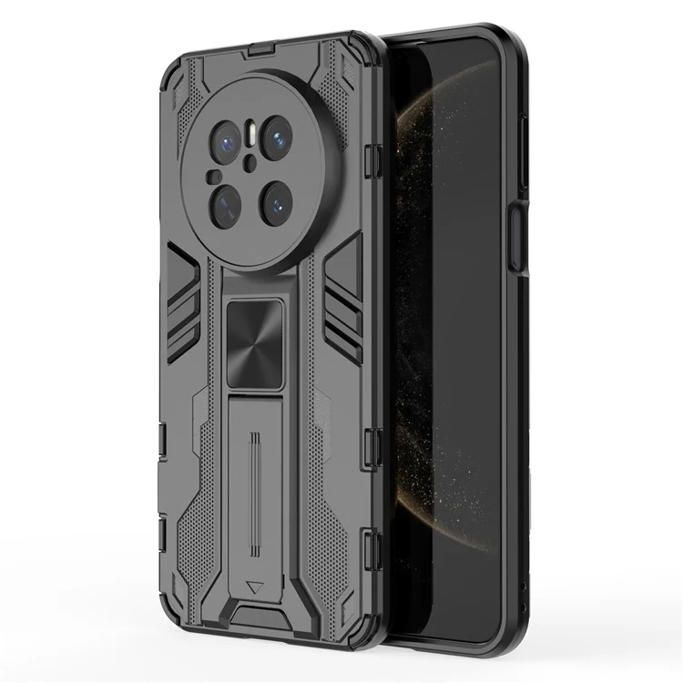 For Huawei Mate 70 Case PC + TPU Shockproof Phone Cover with Kickstand - Black - Black